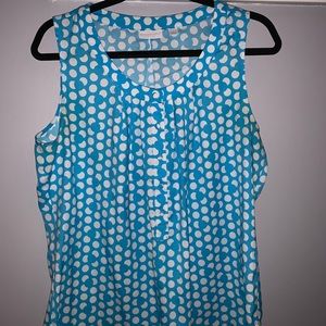Blue flowy tank white polka dots